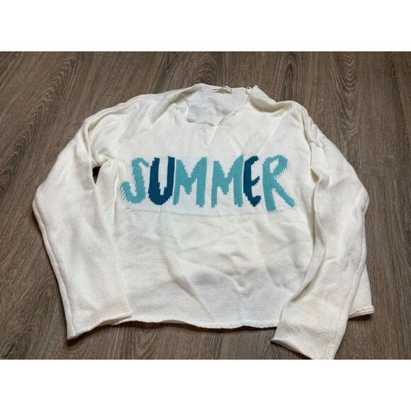 Moon and Madison "Summer" Cropped White Knit Boxy Sweater Medium - Picture 1 of 5